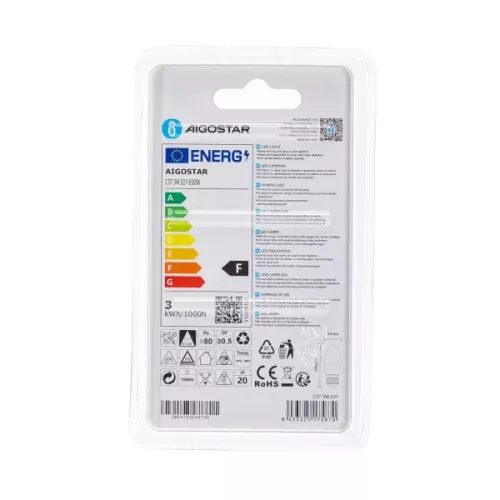 AIGOSTAR LED izzó C37 E27 3W 270° hideg fehér