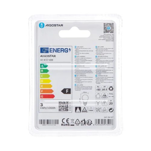 LED izzó C37 E27 4W 270° Meleg fehér Aigostar 