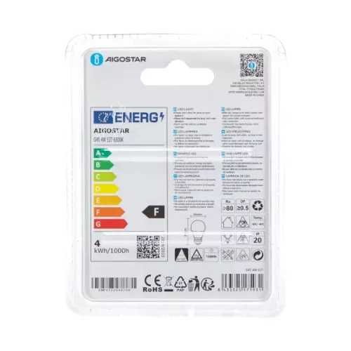 AIGOSTAR LED izzó G45 E27 4W 180° hideg fehér