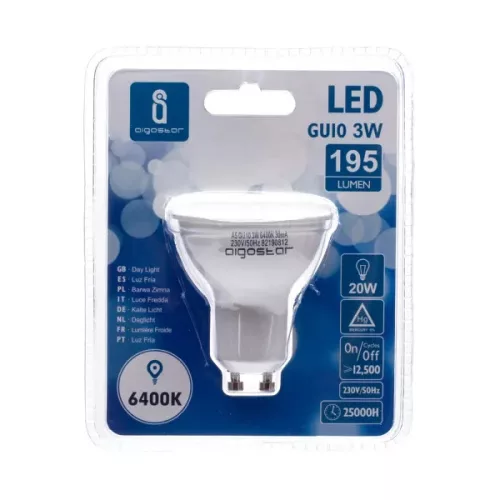 AIGOSTAR LED izzó GU10 3W hideg fehér
