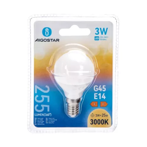 AIGOSTAR LED izzó G45 E14 3W 280° meleg fehér