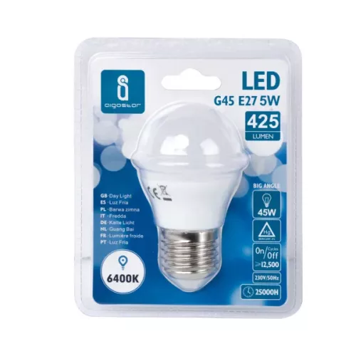 AIGOSTAR LED izzó G45 E27 5W 280° hideg fehér
