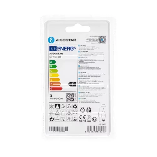 AIGOSTAR LED izzó CL37 E14 3W 270° meleg fehér