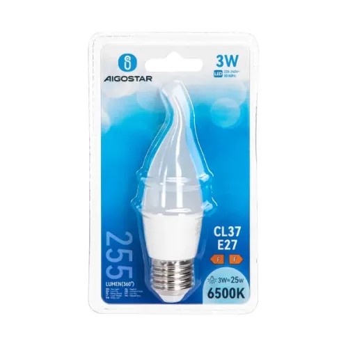 AIGOSTAR LED izzó CL37 E27 3W 270° hideg fehér