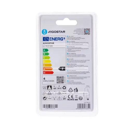 AIGOSTAR LED izzó CL37 E27 4W 270° hideg fehér