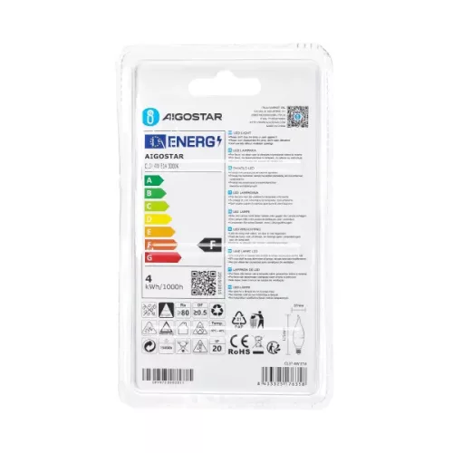 AIGOSTAR LED izzó CL37 E14 4W 270° meleg fehér