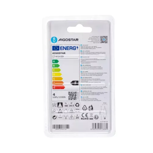AIGOSTAR LED izzó CL37 E14 4W 270° hideg fehér