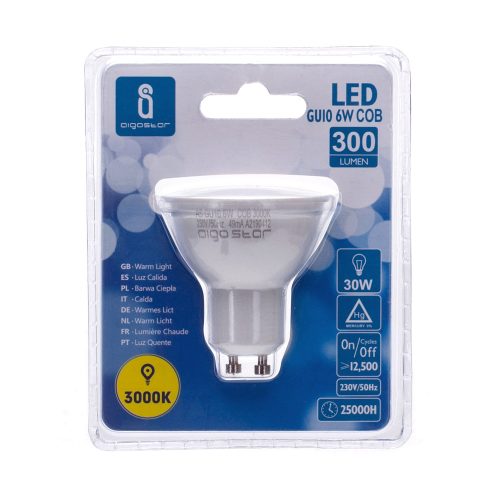 AIGOSTAR LED spot GU10 6W COB hideg fehér