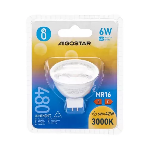 AIGOSTAR LED spot, 6W COB, MR16, meleg fehér