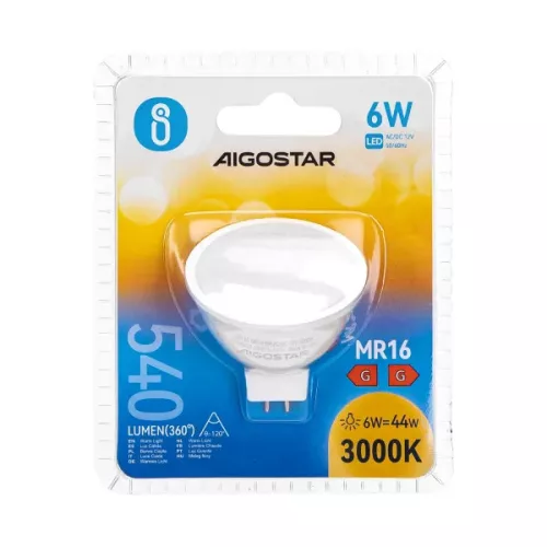 AIGOSTAR LED spot, 6W SMD, MR16, meleg fehér