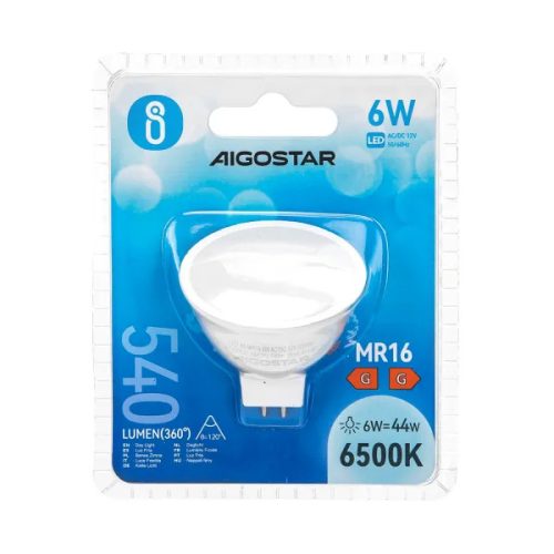 AIGOSTAR LED izzó MR16 6W hideg fehér