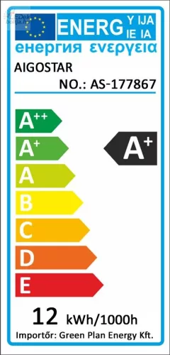 AIGOSTAR LED izzó 12W E27 hideg fehér 280° szórásszögű