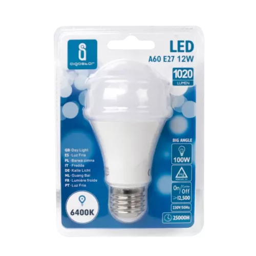 AIGOSTAR LED izzó 12W E27 hideg fehér 280° szórásszögű