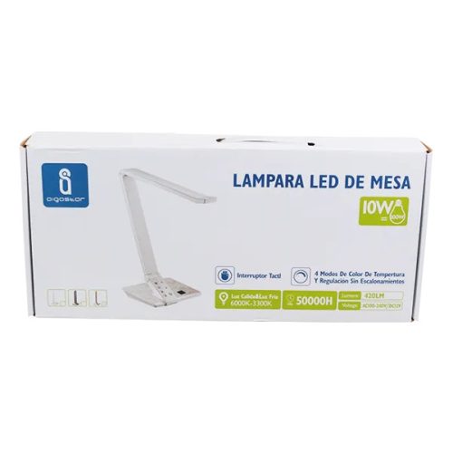 LED asztali lámpa fekete-fehér 10W, érintős-fényerőszabályozható