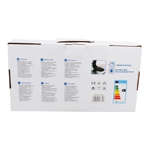 LED asztali lámpa lakk fehér 8W, érintős-fényerőszabályozható