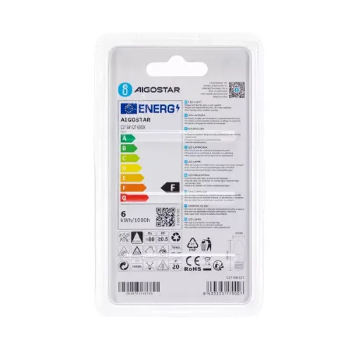 AIGOSTAR LED izzó C37 E27 6W 270° hideg fehér