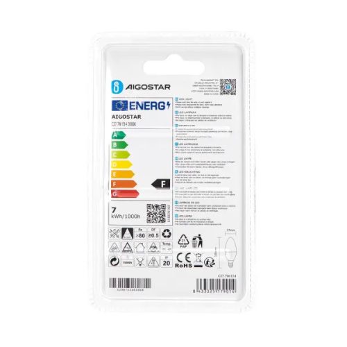 AIGOSTAR LED izzó 7W E14 foglalatú