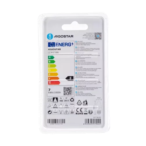 AIGOSTAR LED izzó C37, 7W, E27 foglalattal, meleg fehér