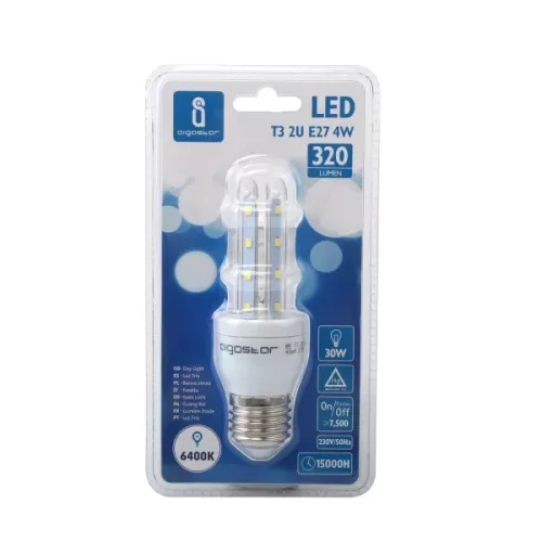 AIGOSTAR Kukorica LED izzó T3 2U E27 4W hideg fehér