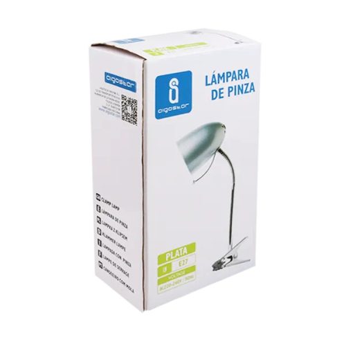 Asztali lámpa ezüst csiptetős E27 