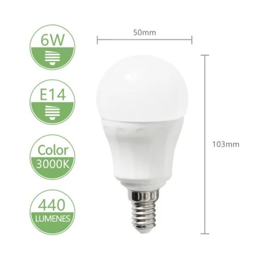 AIGOSTAR LED izzó P45 E14 6W 180° meleg fehér