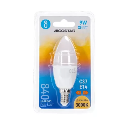 LED izzó A5 C37 E14 9W hidegfehér