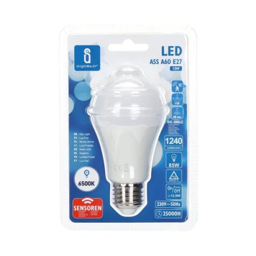 AIGOSTAR LED izzó A60B E27 12W, 280°, hidegfehér