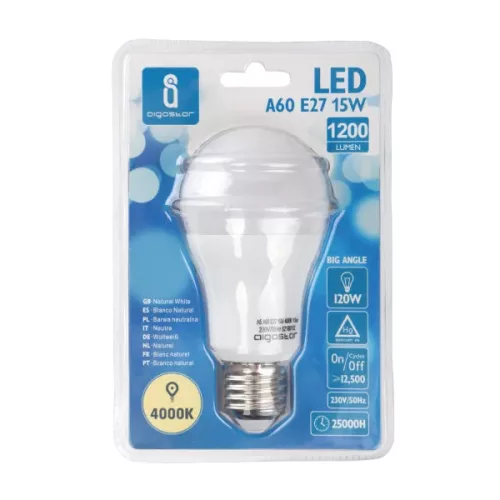LED izzó A60 gömb 15W E27 Természeres fehér Aigostar