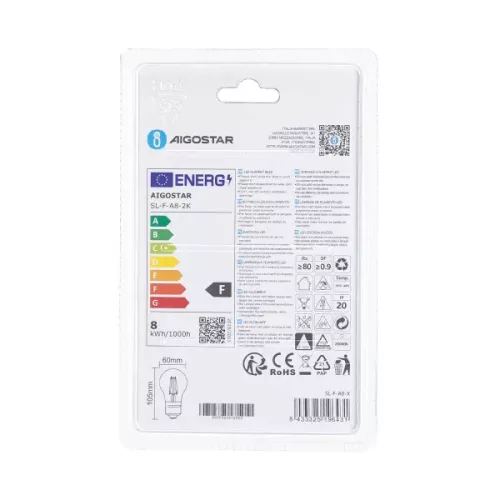 DESIGN LED IZZÓ FILAMENT AIGOSTAR 8W/E27/A60/2200K 