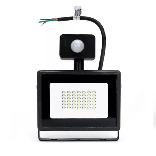 LED SLIM REFLEKTOR MOZGÁS-ÉS SZÜRKÜLETÉRZÉKELŐVEL AIGOSTAR 50W 6400K IP65 FEKETE 