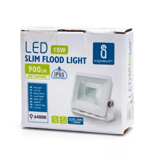 LED SLIM REFLEKTOR  AIGOSTAR 10W 6400K IP65 FEHÉR