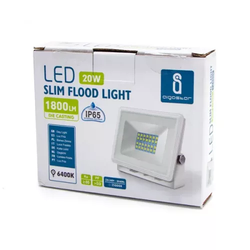 LED SLIM REFLEKTOR AIGOSTAR 20W 6400K IP65 FEHÉR