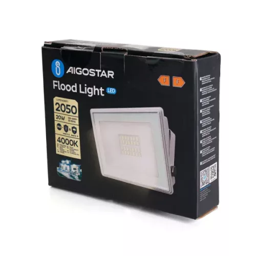 LED SLIM REFLEKTOR AIGOSTAR 20W 4000K IP65 FEHÉR