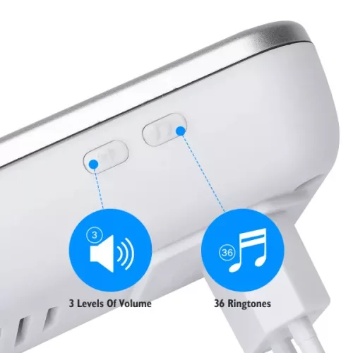 Vezeték nélküli digitális ajtócsengő dupla vevő egységgel Ezüst IP44