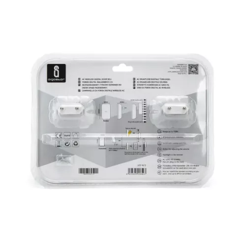 Vezeték nélküli digitális ajtócsengő dupla vevő egységgel Ezüst IP44