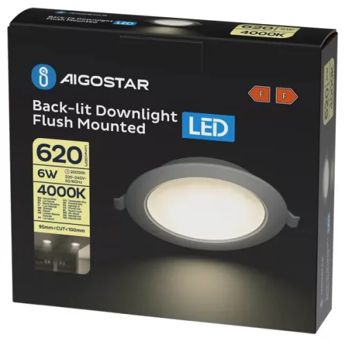 AIGOSTAR MINI LED PANEL E6 KÖR 6W 4000K TERMÉSZETES FEHÉR (FURAT:95-100MM)