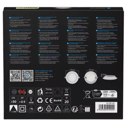 AIGOSTAR MINI LED PANEL E6 KÖR 6W 4000K TERMÉSZETES FEHÉR (FURAT:95-100MM)