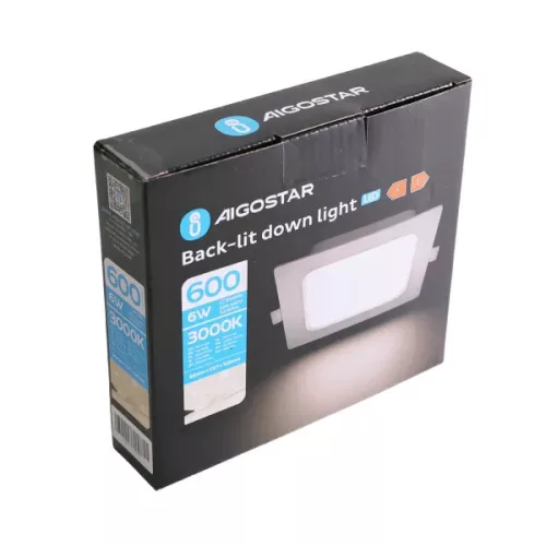AIGOSTAR MINI LED PANEL NÉGYSZÖGLETES 6W MELEG FEHÉR (FURAT:95-100mm)