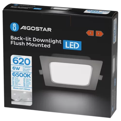 AIGOSTAR MINI LED PANEL NÉGYSZÖGLETES 6W HIDEG FEHÉR (FURAT:95-100mm)