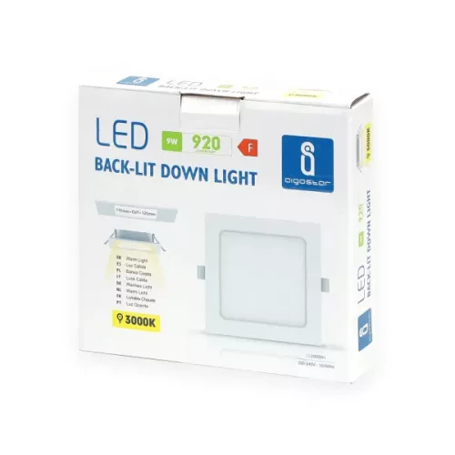 AIGOSTAR MINI LED PANEL NÉGYSZÖGLETES 9W MELEG FEHÉR (FURAT:110-120mm)