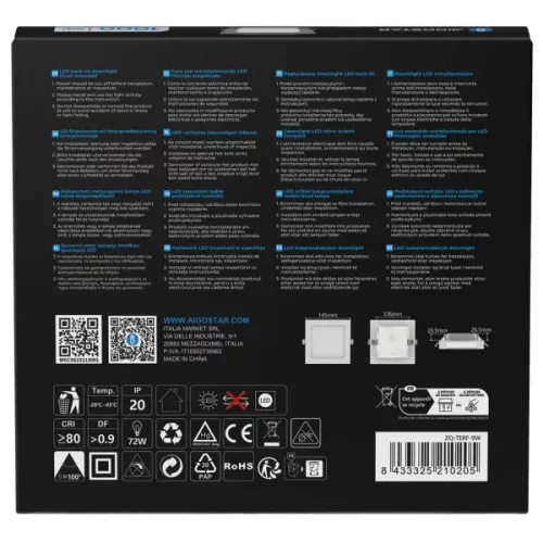 AIGOSTAR MINI LED PANEL NÉGYSZÖGLETES 9W HIDEG FEHÉR (FURAT:110-120mm)