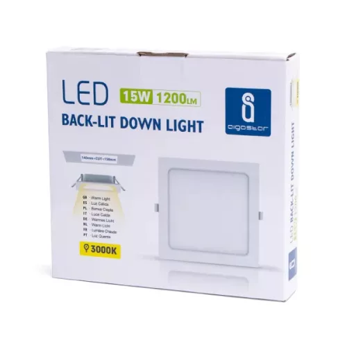 AIGOSTAR MINI LED PANEL NÉGYSZÖGLETES 15W MELEG FEHÉR (FURAT:140-150mm)