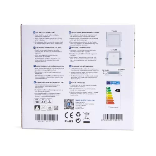 AIGOSTAR MINI LED PANEL NÉGYSZÖGLETES 15W MELEG FEHÉR (FURAT:140-150mm)