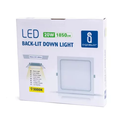 AIGOSTAR MINI LED PANEL NÉGYSZÖGLETES 20W MELEG FEHÉR (FURAT:190-200mm)