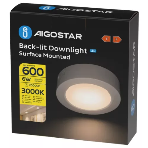 AIGOSTAR MINI LED PANEL E6 KÖR 6W FELÜLETRE SZERELHETŐ MELEG FEHÉR 