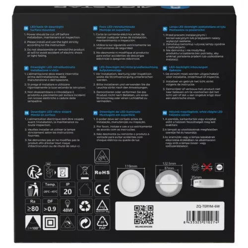 AIGOSTAR MINI LED PANEL E6 KÖR 6W FELÜLETRE SZERELHETŐ MELEG FEHÉR 