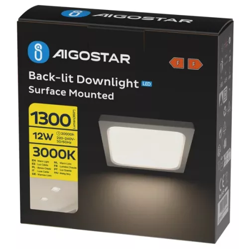 AIGOSTAR MINI LED PANEL FELÜLETRE SZERELHETŐ NÉGYSZÖGLETES 12W MELEG FEHÉR