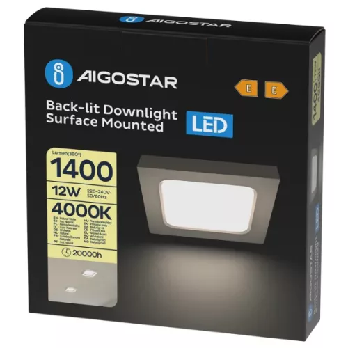 AIGOSTAR MINI LED PANEL FELÜLETRE SZERELHETŐ NÉGYSZÖGLETES 12W TERMÉSZETES FEHÉR