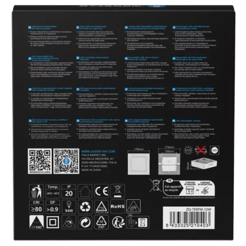 AIGOSTAR MINI LED PANEL FELÜLETRE SZERELHETŐ NÉGYSZÖGLETES 12W TERMÉSZETES FEHÉR