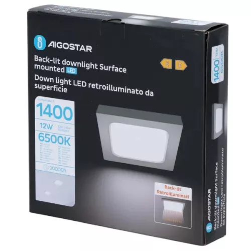 AIGOSTAR MINI LED PANEL FELÜLETRE SZERELHETŐ NÉGYSZÖGLETES 12W HIDEG FEHÉR